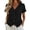 xx-Black1146, variant on V Neck Button Down Short Sleeve Shirt for Women Asymmetric Hem Tailored Casual Work Wear Blouse Top