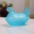 thumbnail image 6 of chaungfeng Chicken Glass Candy Dish with Lid, Rural Candy Jar Snack Bowl Cookie Jar Hen Shape Easter Candy Buffet Jars Kitchen Storage Jar - 4.7"x3.2"x3.1" - Blue, 6 of 6