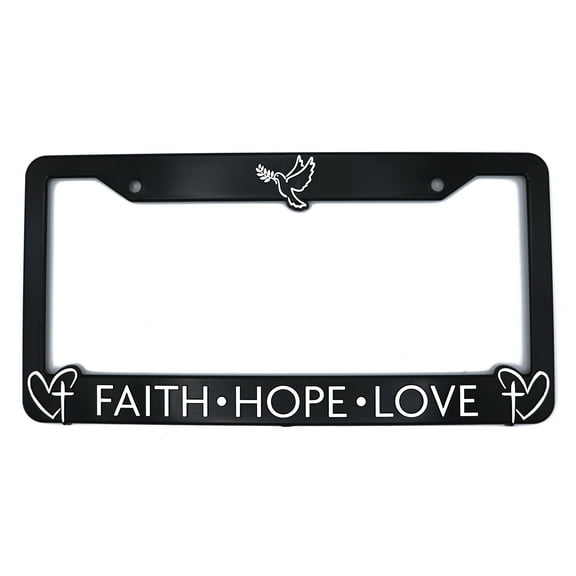 LP Frameworks Faith Hope Love for Jesus and God 3D Raised License Plate Frame | 1 Pack USA Car License Plate Cover | Universal US Car Black License Plate Holder | Auto Accessories (Car, Truck and SUV)