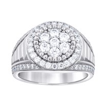 925 Sterling Silver Mens Moissanite Round Head Fashion Ring S9 10.2x4mm Wide Size 9 Ring for Men