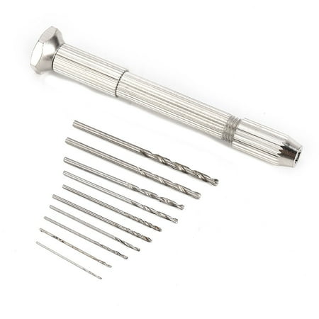 

BAMILL Mini Hand Drill With Keyless Chuck+10Pcs 0.8mm-3.0mm HSS Drill Bits For DIY Tool
