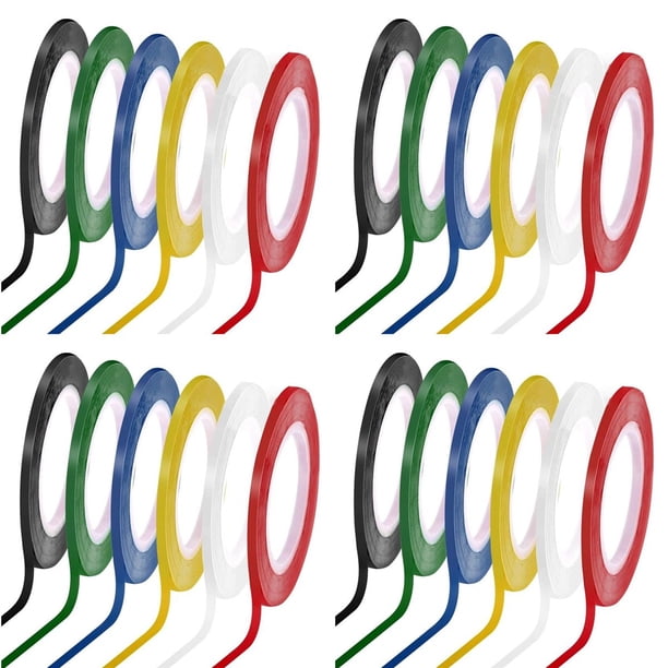 24 Rollos de Cinta para Pizarra de 1/8, Cinta Fina para Pizarra con Líneas, Cinta Artística de Borrado en Seco A Rayas, Cinta Eléctrica, 108 Pies por Rollo