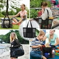 thumbnail image 2 of Waterproof Mesh Beach Bag, Lightweight & Foldable Pool Bag for Gym Beach Travel Daily Bag, Beach Accessories, Black, 2 of 7