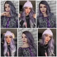 thumbnail image 5 of Foreign Trade Amazon Halloween Middle Part Curly Hair Purple Mixed Color Women's Wig High Temperature Fiber Wigs Gradient Purple, 5 of 5