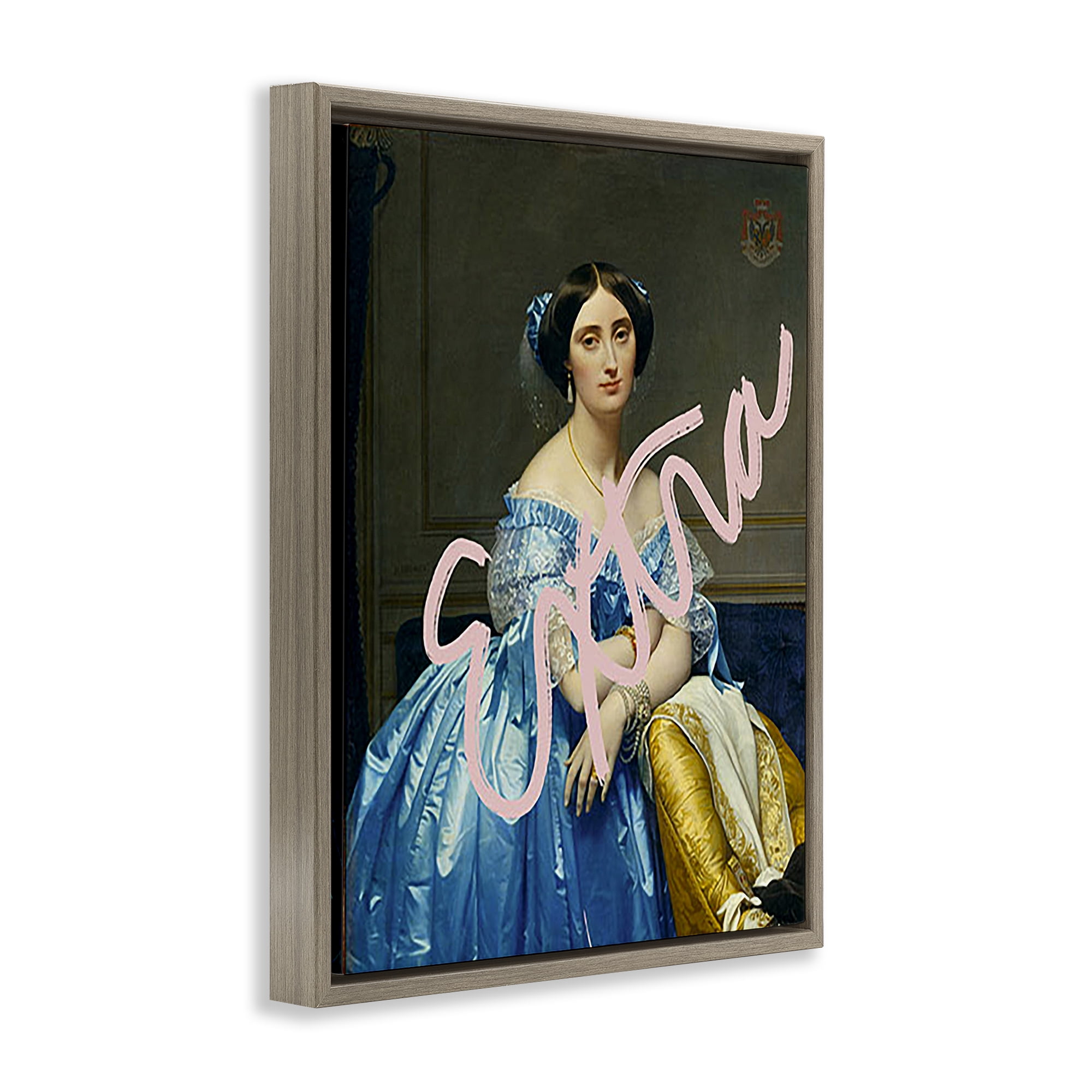 Stupell Industries Extra Classical Portrait Novelty & Humor Painting Brown Floater Framed Canvas Art Print Wall Art, 17 x 21