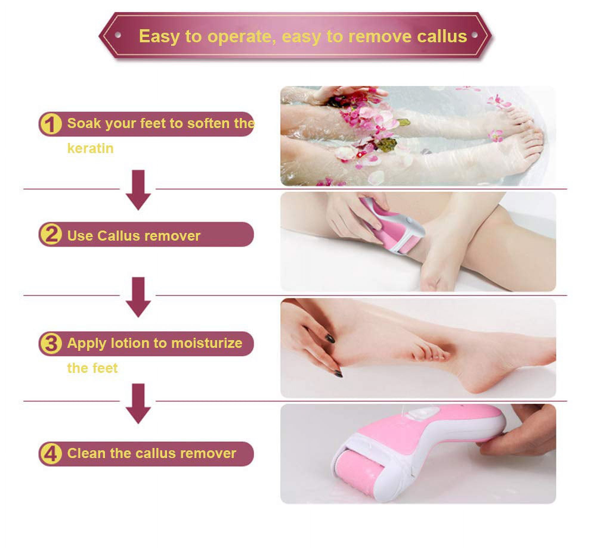 Electric Nail Repairer Set,Rechargeable Electric Foot File,Professional Feet Care for Cracked Heels (Pink)