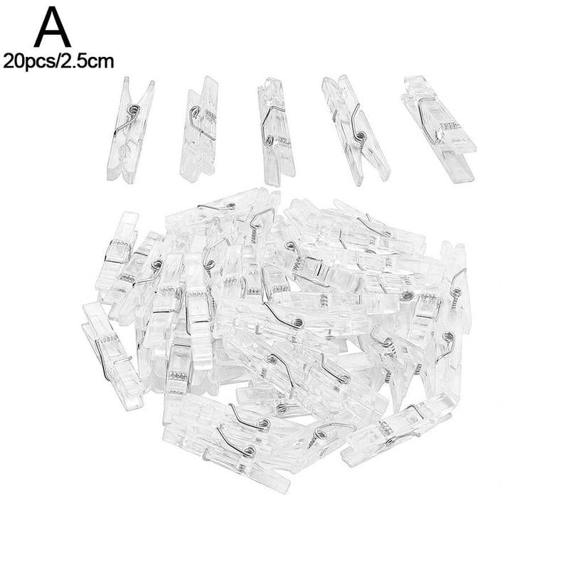 20 Mini Transparent Plastic Clothe Photo Paper Peg Clips Hot Craft P6V5