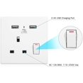 thumbnail image 4 of Wall Outlet, Single Socket 13A Wall Outlet Plug with Switch 2 USB Ports LED Indicator Light USB Outlet UK Standard, 4 of 8