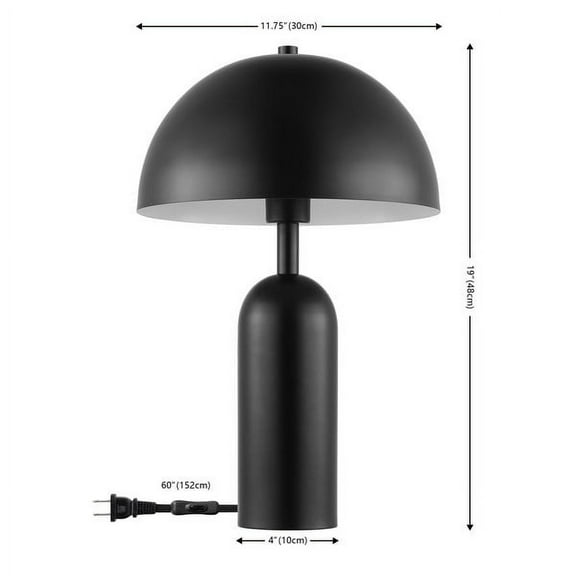 SAFAVIEH Ryler 19 in. Mid-century Black Metal Table Lamp with Black Shade