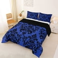 thumbnail image 2 of jejeloiu Edgy Skull King Size Comforter Sets,Gothic Print Comforters King Size For Adults,Blue Black,Black Reversible,3-Piece,1 Comforter and 2 Pillowcases, 2 of 7
