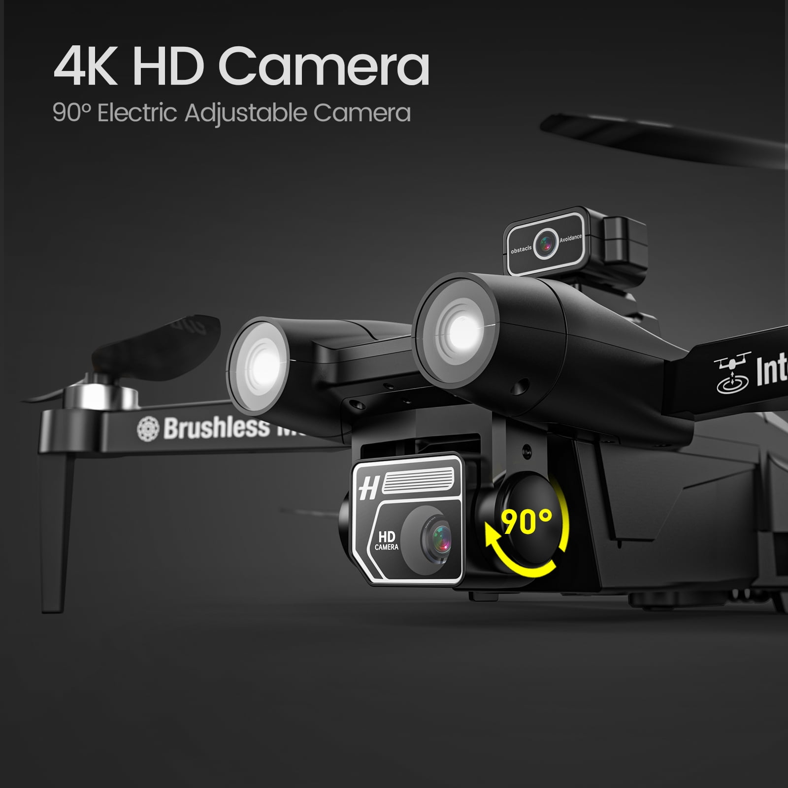 Drones with Camera for Adults 4K, Wefone D75 Foldable GPS Brushless Drone with Obstacle Avoidance, 2 Batteries, Black