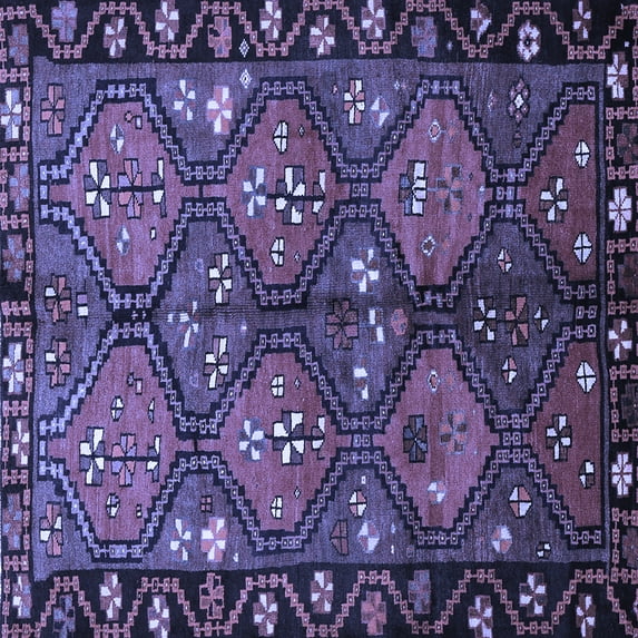 Ahgly Company Machine Washable Indoor Square Persian Blue Traditional Area Rugs, 8' Square