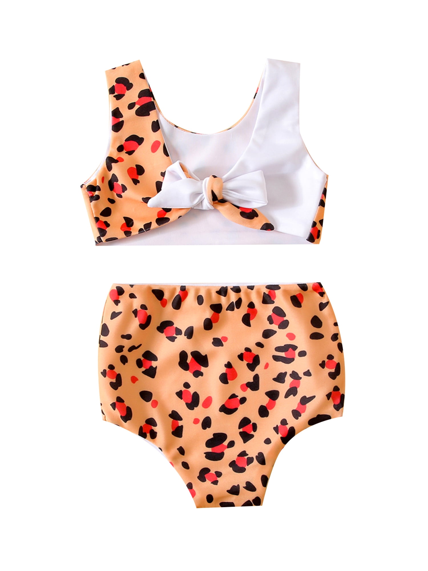 Straps Bathing Suit for Toddler Girl Leopard Bikini Beachwear Swimming Suit xkwyshop Toddler Girl Swimsuit 2 Piece Swimwear 