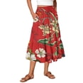 thumbnail image 3 of Women's Floral Midi Skirt, Drawstring High Waist Tiered Pleated Skirt, Casual Boho Skirt for Vacation, Daily Wear and Spring Outfits,Red,S, 3 of 7