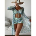 thumbnail image 4 of Traje de baño para mujer, conjunto de tres piezas dividido, cintura alta, manga larga, blusa interior, paquete con cordón Cyber Celebrity, 4 of 6