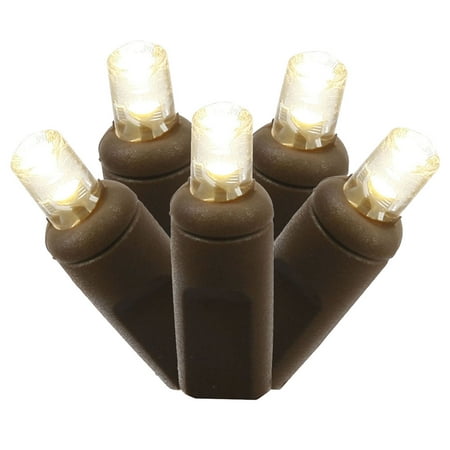 Set of 50 Warm White Commercial Grade LED Wide Angle Christmas Lights - Brown