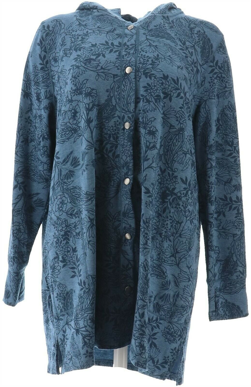 cuddl duds comfortwear snap front hooded cardigan