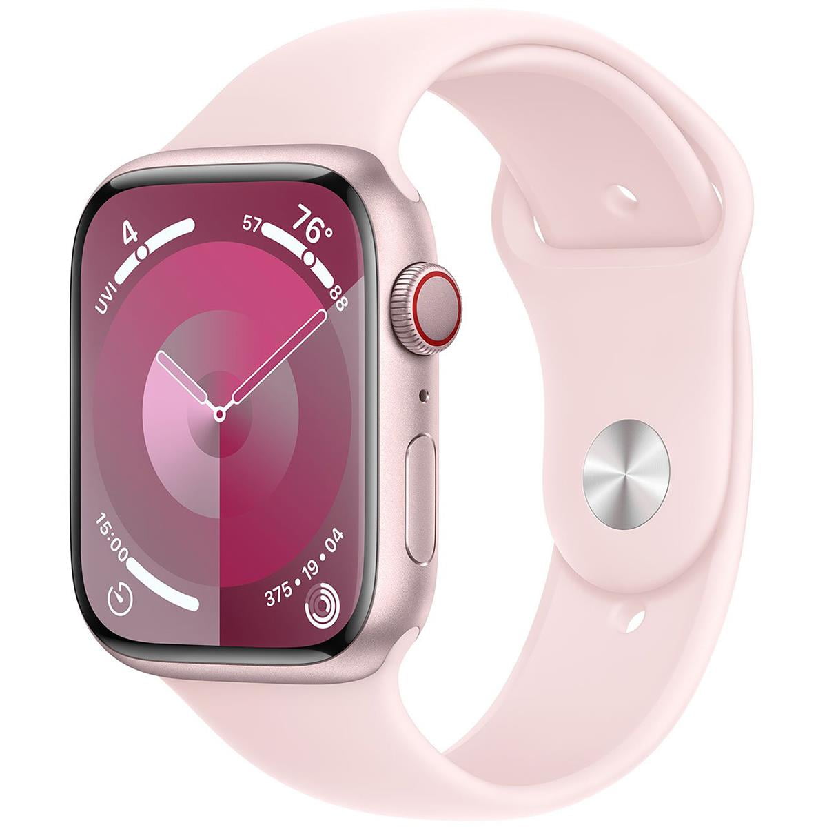 Restored Apple Watch Series 9 [GPS + Cellular 41mm] Smartwatch with Pink Aluminum Case and Light Pink Sport Band - S/M. Fitness Tracker, ECG Apps, Always-On Retina Display, Water Resistant (Refurbished)