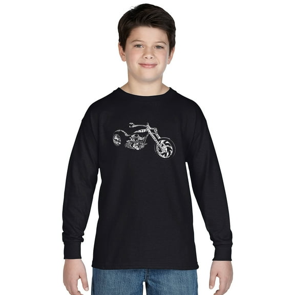 LA Pop Art Boy's Word Art Long Sleeve - MOTORCYCLE