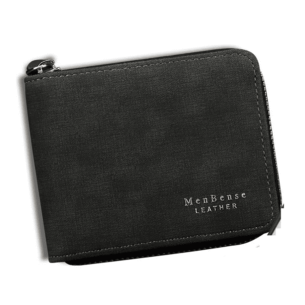 Cartera de Cuero Mate Belug Con Monedero cierre para Hombre negro