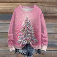 thumbnail image 5 of WTOBBY Women's Christmas Printed Knitted Sweater Top, Long Sleeve Round Neck Casual Pullover, Holiday Themed Yarn Sweater for Women,Pink 2XL, 5 of 5
