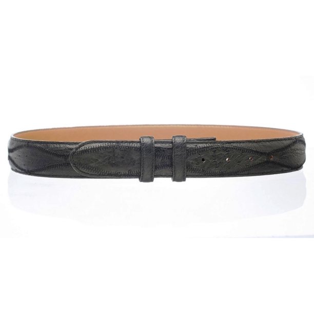 Ferrini Belt Mens Ostrich Leather Patchwork Lined Keepers Snap BA5