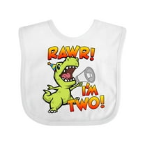 Inktastic Rawr I'm Two Dinosaur Boys or Girls Baby Bib