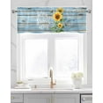 thumbnail image 2 of Spring Sunflower Kitchen Valances for Windows Farmhouse Linen Window Valance Curtain for Living Room Window Treatment Bee Wooden Grain Country Rustic Valance Rod Pocket Topper Drape, 42 x 12 Inch, 2 of 6