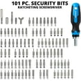 thumbnail image 2 of NEIKO 10082A Security Bit Set and Ratcheting Screwdriver | 101 Piece Set | Chrome Vanadium Steel | Screwdriver Bit Set Phillips, Tamperproof Torx Bits, & Flat | 1/4" Hex Shank Magnetic Bit Holder, 2 of 7