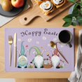 thumbnail image 2 of Happy Easter Placemats Set of 4, Cute Gnomes Eggs Spring Daisy Flowers Purple Placemats for Dining Table, Place Mats for Kitchen Tabletop, Waterproof Wipeable Dining Table Mats Set, 2 of 9