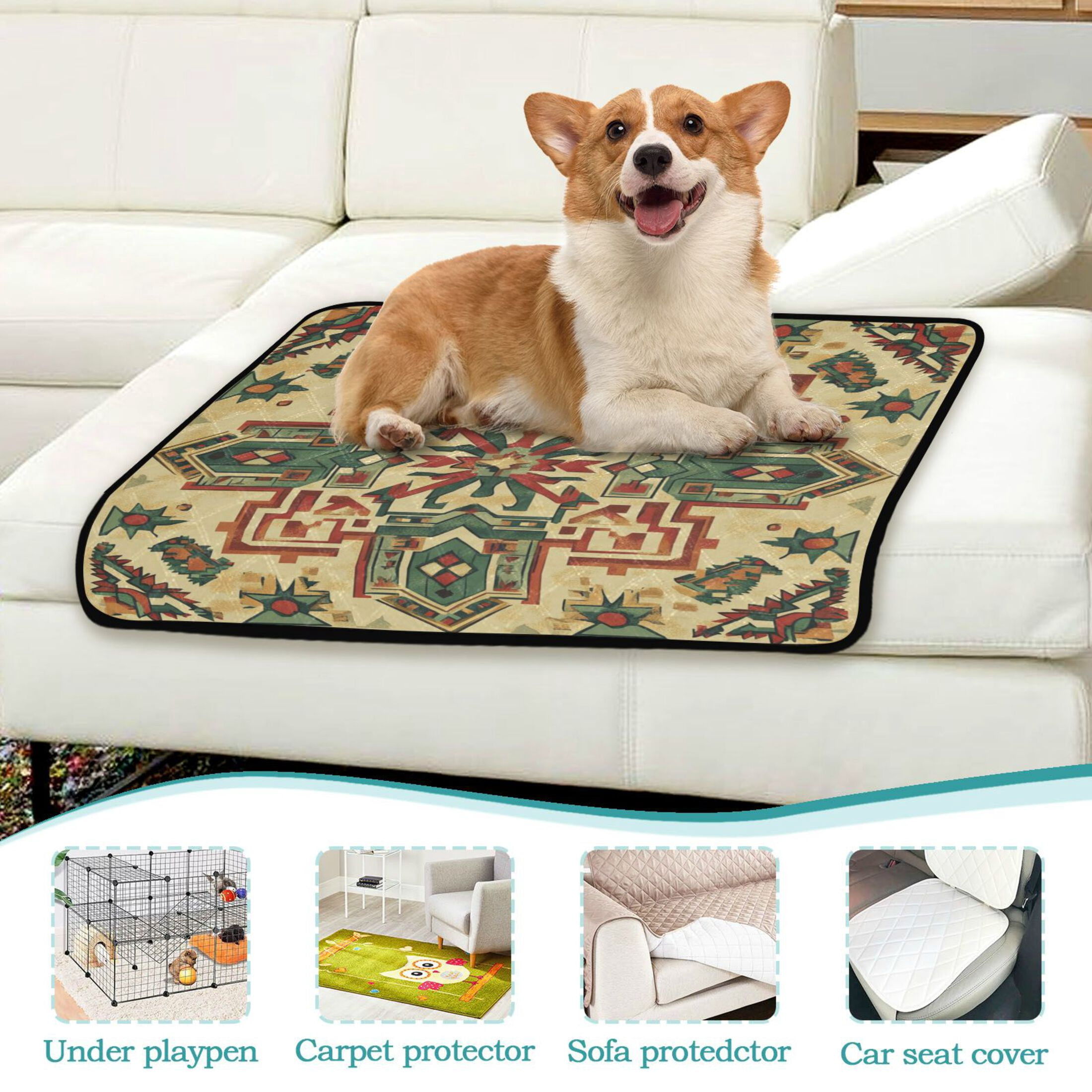 Qxltty Aztec Patterns Cat litter Pads Pet Set of 3 Diaper Mats Center Anti-leakage Layer Absorbent Soft and Comfortable