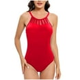 thumbnail image 2 of Summer Saving pimelu Bathing Suit for Women One Piece Swimsuit for Women Modest Swimsuit Tankini with Padded Fashion Mesh Patchwork Slim Halter Swimsuit Swimsuit Women, 2 of 5