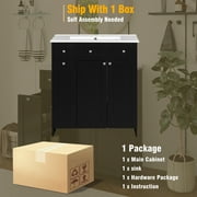 30 Bathroom Vanity with Sink Combo Wall Mounted Storage Cabinet Set with Soft Close Drawers, Modern Design with Invisible Handle, Resin Basin Sink Top, Gray