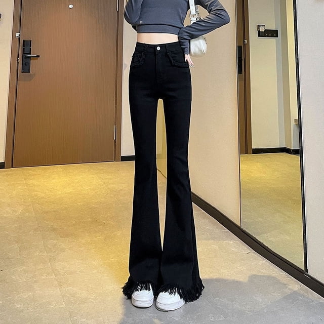 jeans Évasés Su Wei pour Femmes Printemps et Automne Nouvelle Mode slim Amincissant Taille Haute
