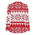 thumbnail image 4 of Long Sleeve Tee Shirt Ladies Festival New Years Outfit Henley Neck Trendy Snowflake Print Christmas Holiday Tops (XX-Large, Red 06), 4 of 4