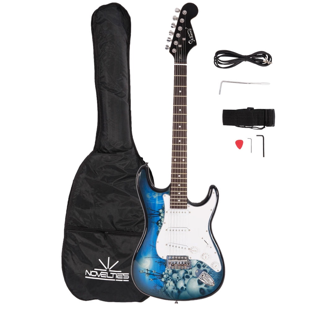 Strap dwen Electric Guitar for Left Hand Full Size Beginner Guitars Kit Amp Wire 2021 Wrench Tool Picks 6 String Flame Shape Kids and Adults Starter Left Handed Guitar with Bag Black 