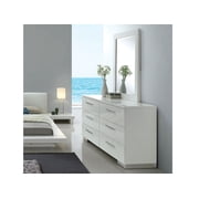 Beautiful Bedroom White Color High Gloss Lacquer Coating Eastern King Size Bed Dresser Mirror Nightstand Lovely 4pc Set Low profile Bedframe