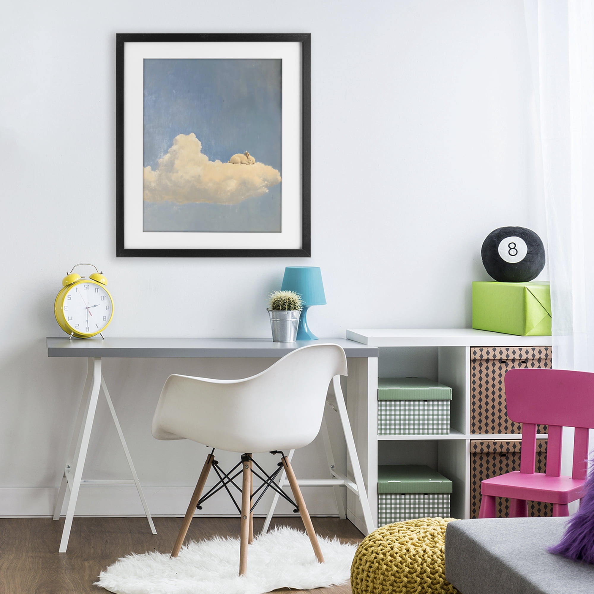 Stupell Industries Sleeping Bunny on Cloud Black Framed Print Under Glass, design by The Prints Vibe