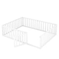 thumbnail image 6 of Queen Size Wood Floor Bed Frame with Fence and Door, White, 6 of 9