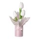 thumbnail image 2 of Decoración de plantas en maceta con flores artificiales simuladas de tulipanes – Arreglo de tulipanes en PU Negro Rosa Blanco, 10,24 pulgadas, adorno de oficina en casa sin mantenimiento, 2 of 6