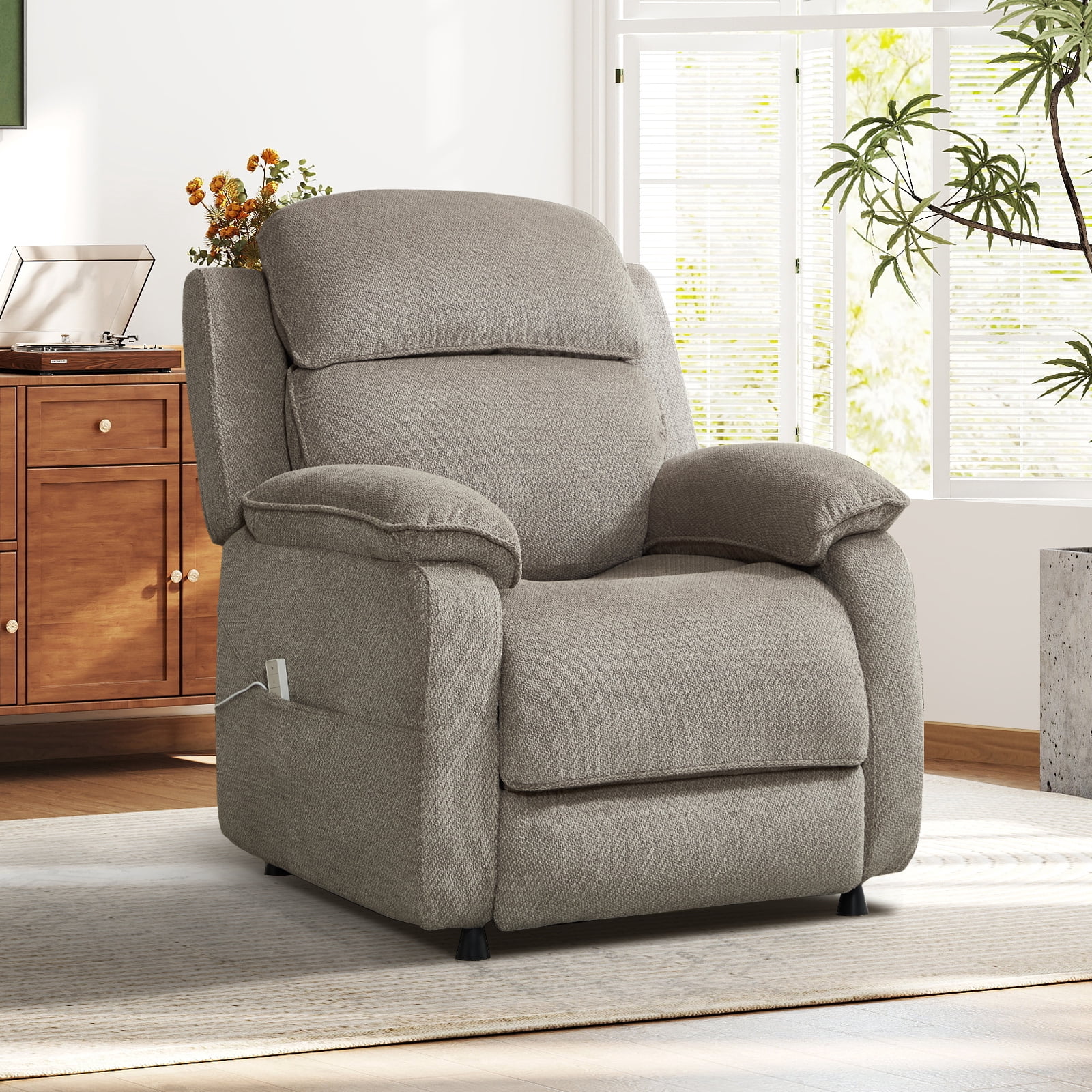 Bonzy Home Power Recliner Chair — Electric Recliner with Remote Control & Side Pockets, Compact Home Theater Seating for Small Spaces