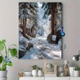 thumbnail image 3 of Snow Evergreen Winter Forest Path Canvas Print, Serene Seasonal Rustic Home Living Room Wall Decor Art, 3 of 7
