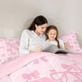 thumbnail image 5 of Manfei Pink Loves Print 7 Pieces Bedding Comforter Set For Kids,Letter N Personalized Initial Girls Full Bedding Set,Pink Reversible, 5 of 7