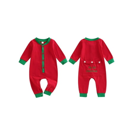 

Emmababy Baby Boys Contrast Color Long Sleeve O Neck Button Down Jumpsuit
