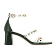 thumbnail image 2 of XYD Women Crystal Studs Transparent Strap Sandals Open Toe Ankle Strap Mid Chunky Heels Fashion Party Prom Shoes Size 15 Dark Green, 2 of 4