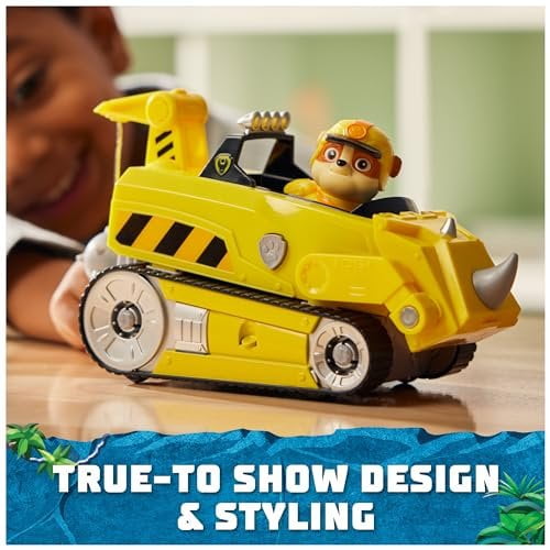 PAW Patrol Jungle Pups, Rubble Rhino Vehicle Truck & Collectible Action Figure