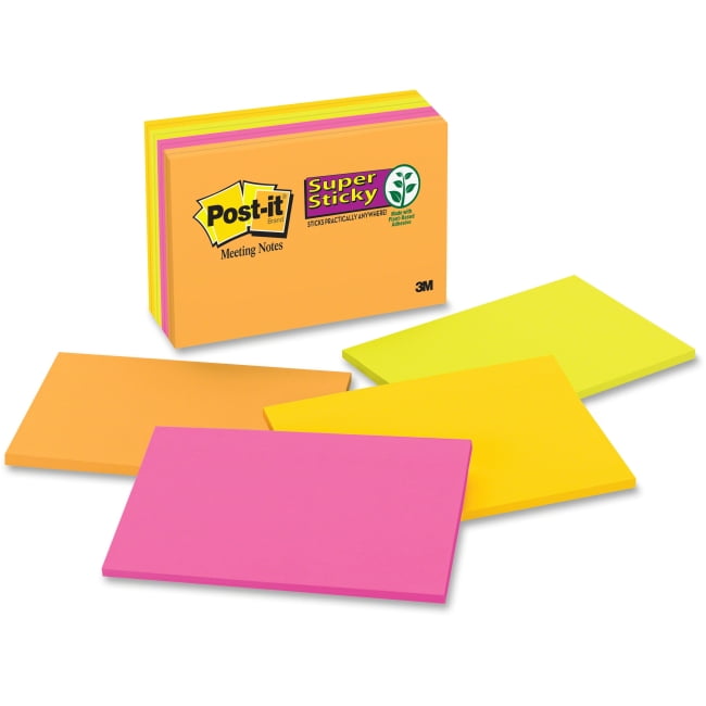 Postit Super Sticky Notes, 6 in x 4 in, Rio de Janeiro Color