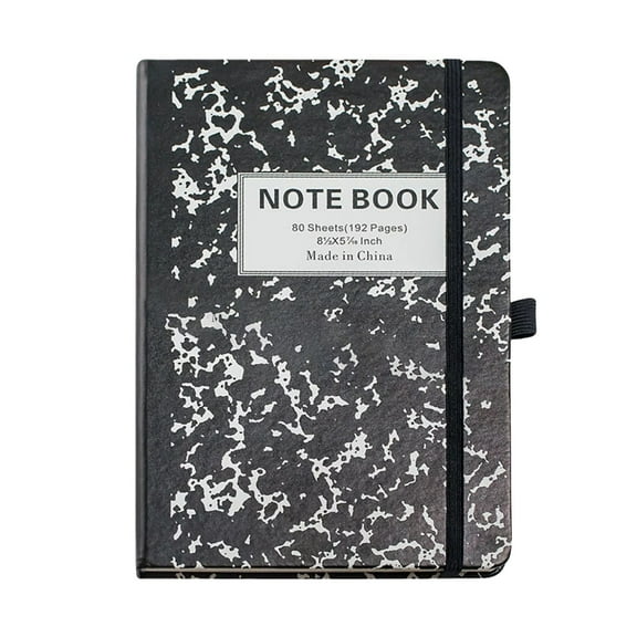 Haidf Composition Notebook, Wide Ruled Composition Notebooks, Marble Composition Books, 80 Sheets/192 Pages, 8-1/2" x 5-7/10", Hard Cover, Classroom Must Haves, Black