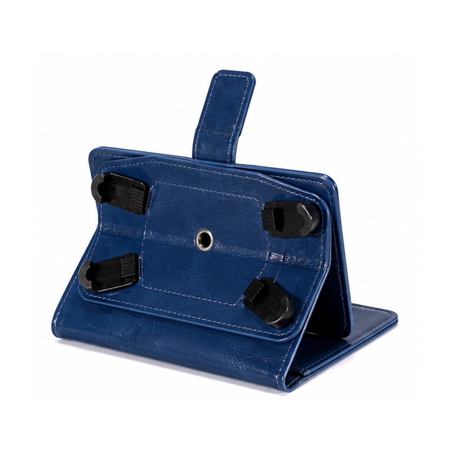 YUW-Medium (5.0"-5.2") Universal Wallet Flip Cover with Adjustable Rotation Stand - Navy Blue