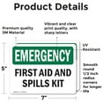 thumbnail image 2 of (2 Pack) First Aid And Spills Kit OSHA Emergency Sign 7 Inch X 5 Inch Vinyl Label Decal Sticker Weather Resistant, UV Protected for Workplace, Business, and Construction Site, Made in, 2 of 7
